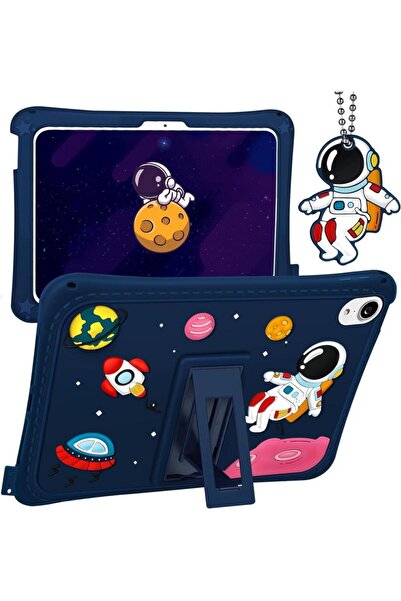 UnDePlus Apple Ipad Mini 7 Mini 6 Uyumlu Kılıf Çocuklara Özel Karakter Baskılı Standlı Sevimli Astronot