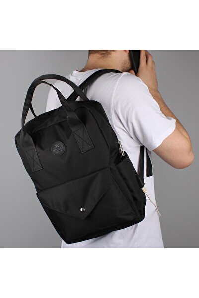 My Valice Smart Bag Post Usb Şarj Girişli Laptop Bölmeli Notebook Sırt Çantası Siyah