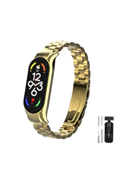 Fibaks سوار ساعة من الفولاذ المقاوم للصدأ متوافق مع Xiaomi Mi Band 8