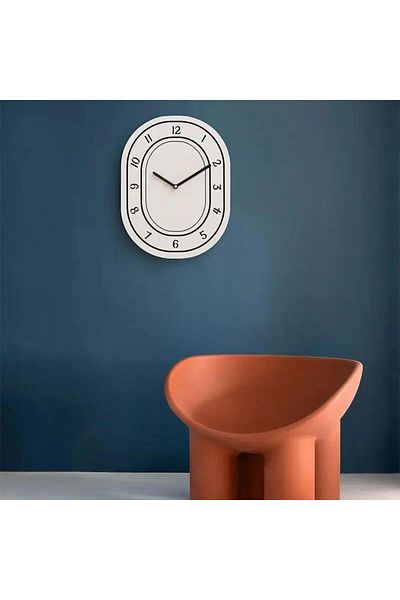 CajuArt Vertical Ellipse Design Black White Modern Wooden Wall Clock Decor