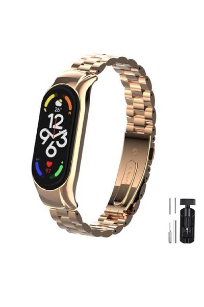 Fibaks سوار ساعة من الفولاذ المقاوم للصدأ متوافق مع Xiaomi Mi Band 8