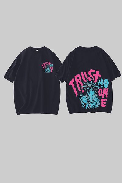 Vordevia Μπλουζάκι Trust No One με εμπριμέ μαύρο oversize