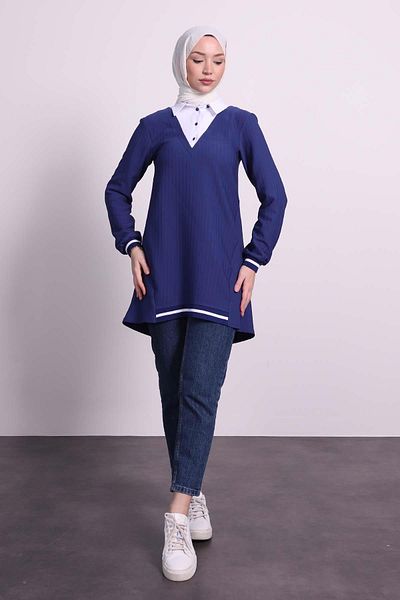 NAQISHE NAQISHE SHIRT COLLAR TUNIC \MARINE