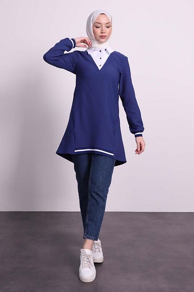 NAQISHE NAQISHE SHIRT COLLAR TUNIC \MARINE