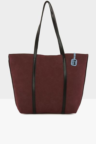 Bagmori Claret Red Women's Large Nubuck Bag with Leather Strap Garnish M000008151