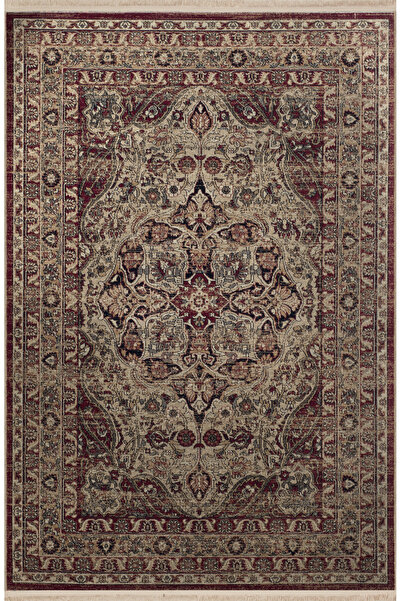 Rugs Modern Halı Bordo Bej Temalı Geleneksel Motif Etnik Desenli Kreatif Vint...