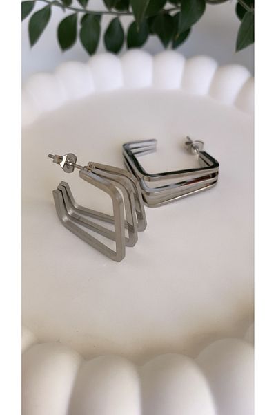 VNS Accessories Steel Square Earrings
