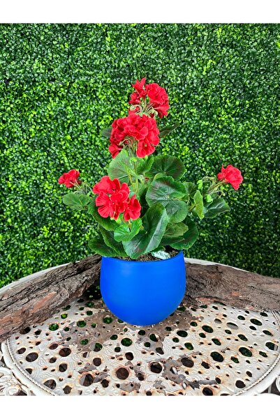 MK Yapay Sakız Sardunya Mavi Çömlek Saksıda