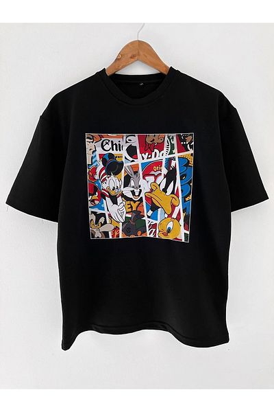 Machetta Tricou oversize imprimat cu personaje de desene animate unisex