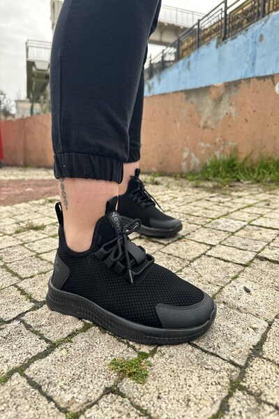 İmerShoes Щоденні унісекс чорні кросівки з дихаючим трикотажним шнурком, легкі спортивні черевики 567