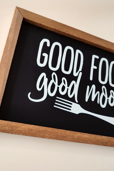 Tooall "Good Food Good Mood" Wooden Painting for Kitchen, "Good Food Good Mood"