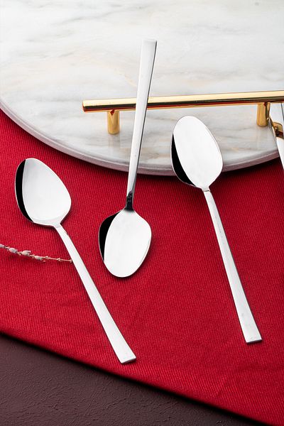 ACAR Silver Karat Moon 6-Piece Steel Dessert Spoon Set 6 Pieces 6 Person Steel