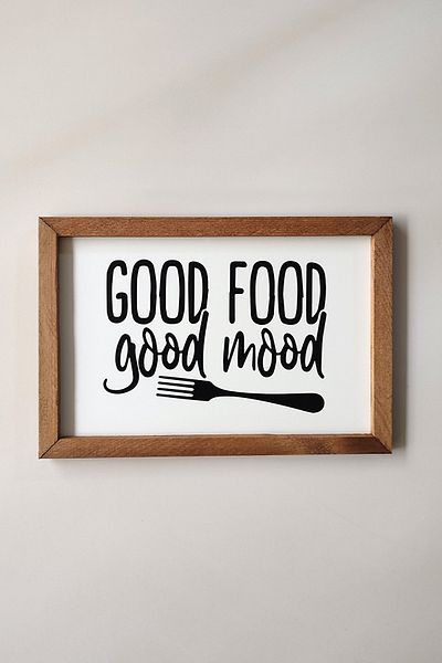 Tooall „Good Food Good Mood” Tablou din lemn pentru bucătărie, „Good Food Good Mood”
