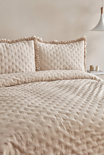 Karaca Home Viona Çift Kişilik Yatak Örtüsü Seti Bej