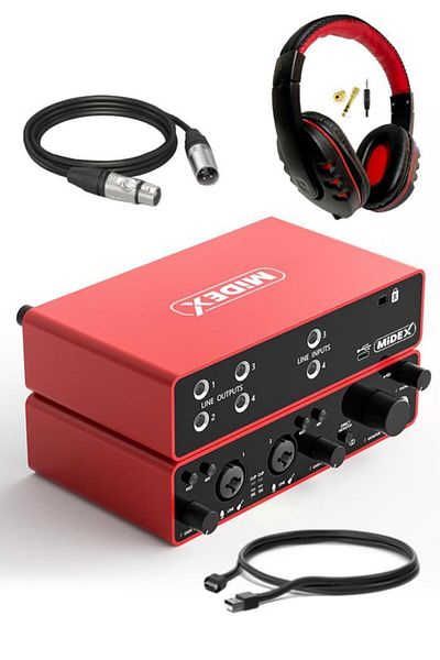 Midex Glx-900hd Pro Usb Studio Sound Card - 4 Input and 4 Output