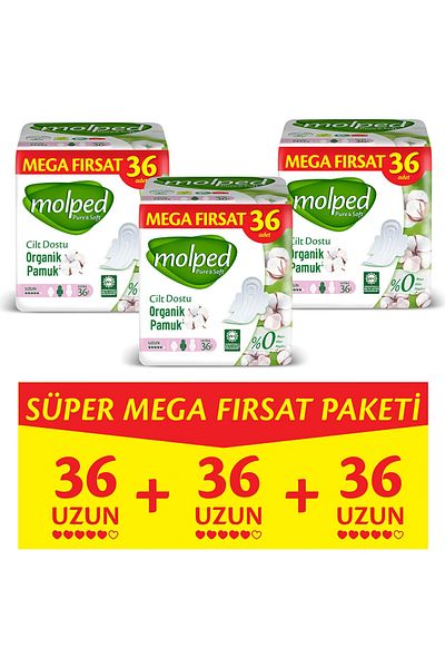 Molped بيور سوفت ميجا فرسات طويلة الترا 36 قطعة × 3 قطع