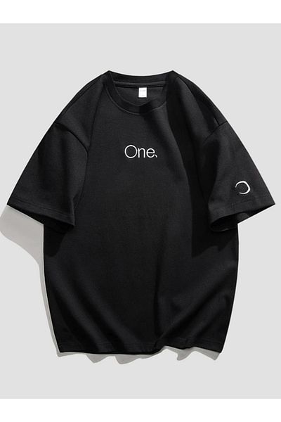 Revasser Unisex dámské/pánské ONE barevné oversize česané bavlněné tričko s vlastním potiskem