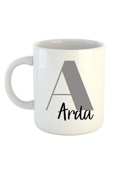 Tanem Tasarım White Porcelain Mug - All Letters Can Be Customized