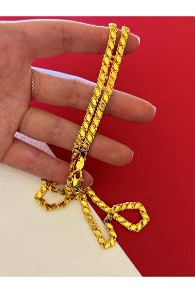 JEICON ATELIER 60 cm Gold Renk 22 Ayar Altın Kaplama İnce Pullu Zincir