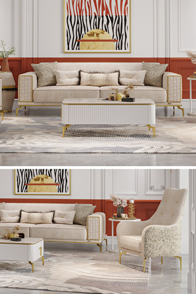 Modalife Lexus 3+1 Salon&oturma Odası Koltuk Takımı - Krem