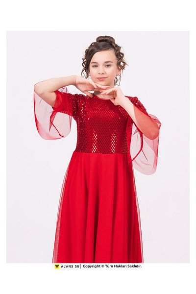 RAMON&ARTOS Graduation Girl's Dress - Tulle and Shortcut Sequin Detail