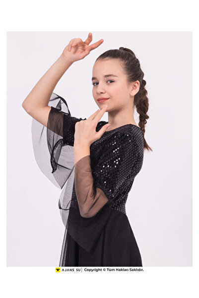 RAMON&ARTOS Rochie de fetiță de absolvire și de nuntă din tul cu paiete