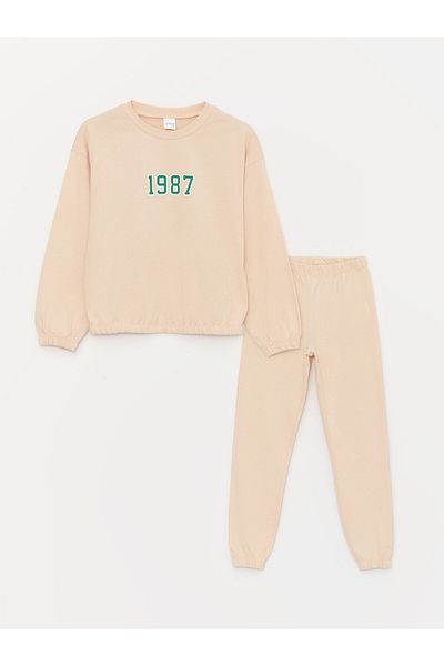 LC Waikiki Crew Neck - Σετ πιτζάμες με μακρυμάνικη στάμπα για κορίτσια