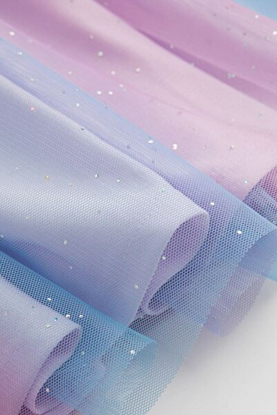 Pink Hippo Kids Kız Çocuk Simli Tül Etekli Frozen Elsa Baskılı Elbise