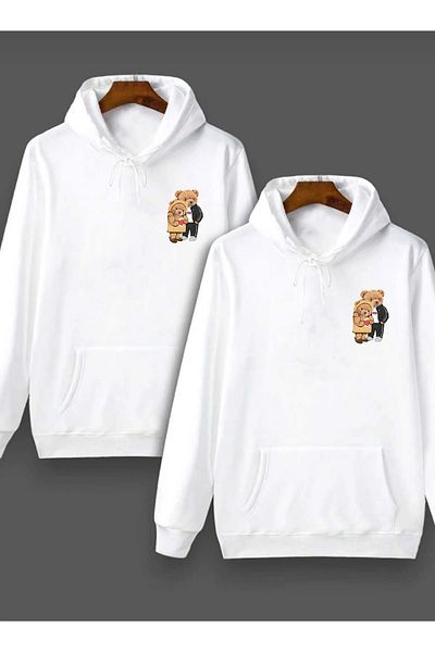 Advantage Teddy Bear Designed Lover Combination Σετ 2 δώρων για την ημέρα του Αγίου Βαλεντίνου Oversize Hoodie