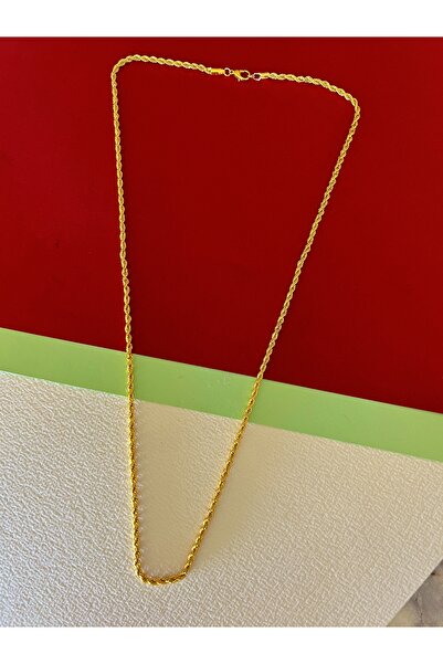 JEICON ATELIER 80 cm Gold Renk 22 Ayar Altın Kaplama İnce Halat Zincir