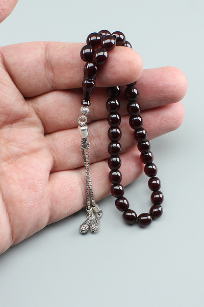 isfahantakı Sandık malı minik boy eski döküm 7x8 mm gümüşlü tesbih