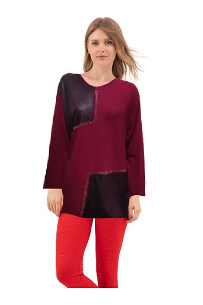 CEBECİ TİCARET WOMEN'S LARGE SIZE MERCERIZED BLUZ Claret Red