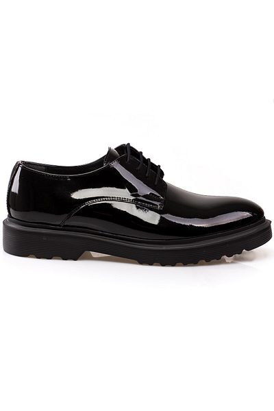 depderi Pantofi clasici Eva Sole, potriviti pentru costume de mire, piele lacuita si negru