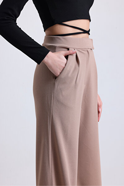 Ginevra Γυναικείο παντελόνι Palazzo με ψηλόμεσο Lycra Velcro