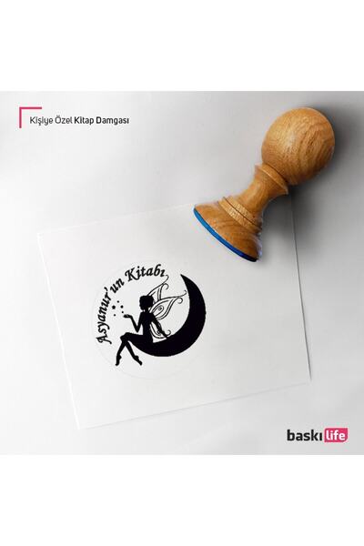 Baskı Life Peri Kız Kişiye Özel Kitap Damgası Kitap Mührü Kaşe Kitap Mühür Öz...