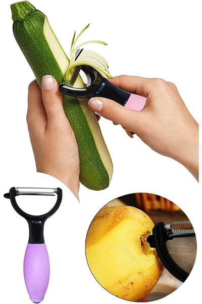 faseb Silikon Saplı Çift Başlıklı Tombul Soyacak Çelik Meyve Sebze Soyacağı