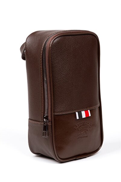 Newish Polo Men's Brown Waterproof Shaving Bag Daily Cosmetic Handbag 14x24cm