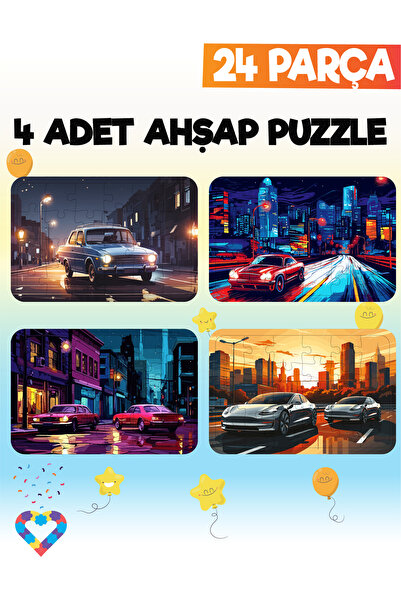 esatoys 24 Parçalı Montessori Ahşap Puzzle – 4-5 Yaş Eğitici Oyuncak