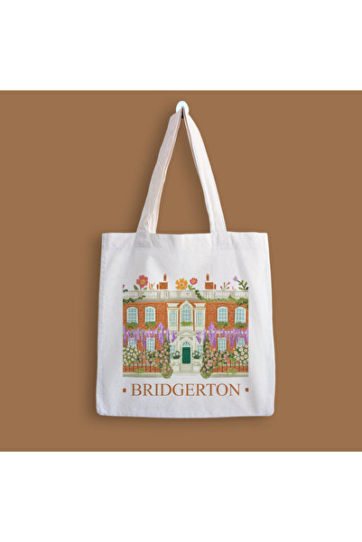 designedfy Bridgerton Baskılı Bez Çanta