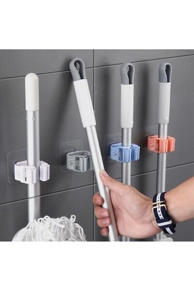 Neler Geldi Neler 4 Adet Gri Renk Paspas Süpürge Fırça Ve Mop Askısı Sap Tutu...