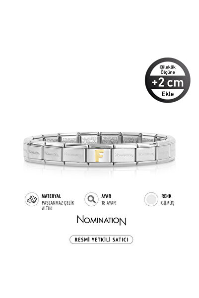 NOMİNATİON Italy Composable Klasik Paslanmaz Çelik Bileklik Gümüş Rengi ve 18...