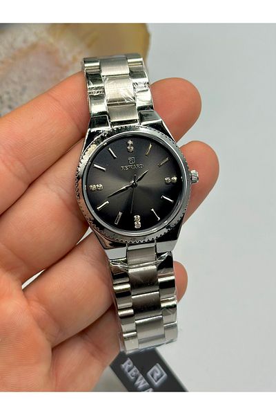 Reward Brand Silver-Black Color Stylish Women's Wristwatch with Steel Band