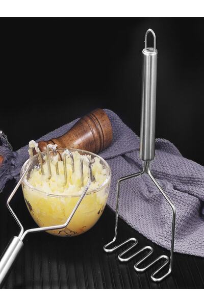 Kitchen Dream هراسة بطاطس عملية فاخرة من المعدن المقاوم للصدأ مقاس 24 سم