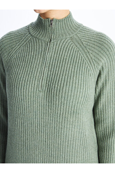 LC Waikiki Dámské úpletové šaty s vysokým límcem a jednoduchým dlouhým rukávem