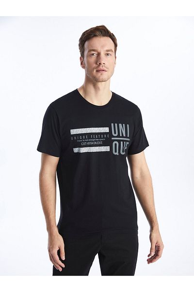 LC Waikiki Printed Men's Combed Cotton T-Shirt - Crew Neck, Short Sleeve