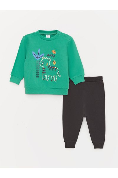 LC Waikiki LCW Baby Boy pulóver és melegítőnadrág - Crew nyakú, 2 db-os készlet