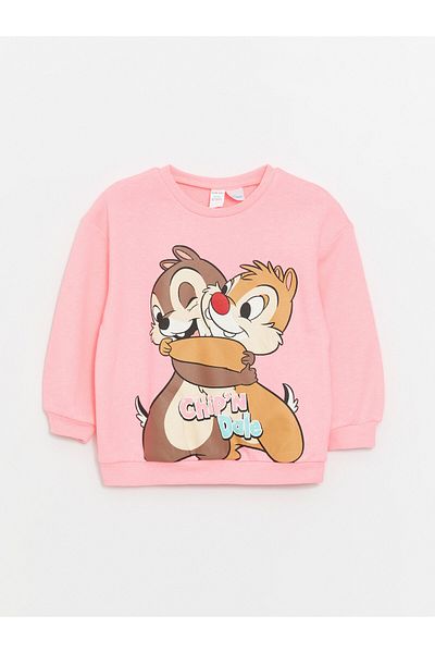 LC Waikiki Dievčenská mikina s dlhým rukávom s potlačou Crew Neck Chip'n Dale