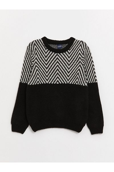 LC Waikiki Boys' Knitwear Sweater - Long Sleeve, Crew Neck, Patterned