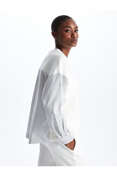 LC Waikiki Crew Neck Striped Long Sleeve Oversize Women's Sweatshirt