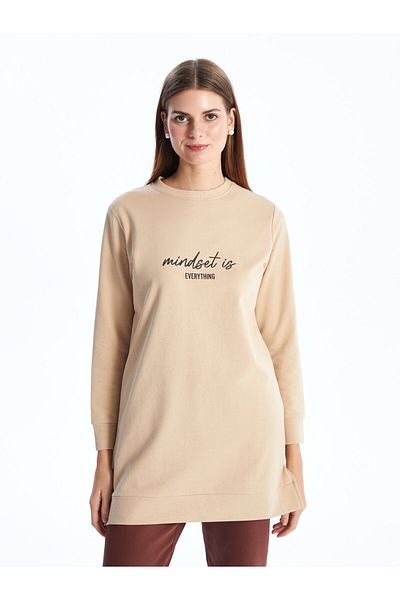 LC Waikiki Long Sleeve Crew Neck Women's Sweatshirt Tunic - Printed